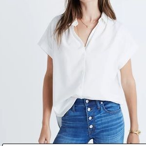 New Madewell Central button down short sleeve shirt white M